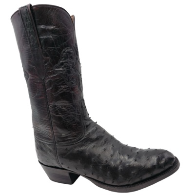 Black ostrich Western boot representing Ariat's cowboy boot cleaning lesson