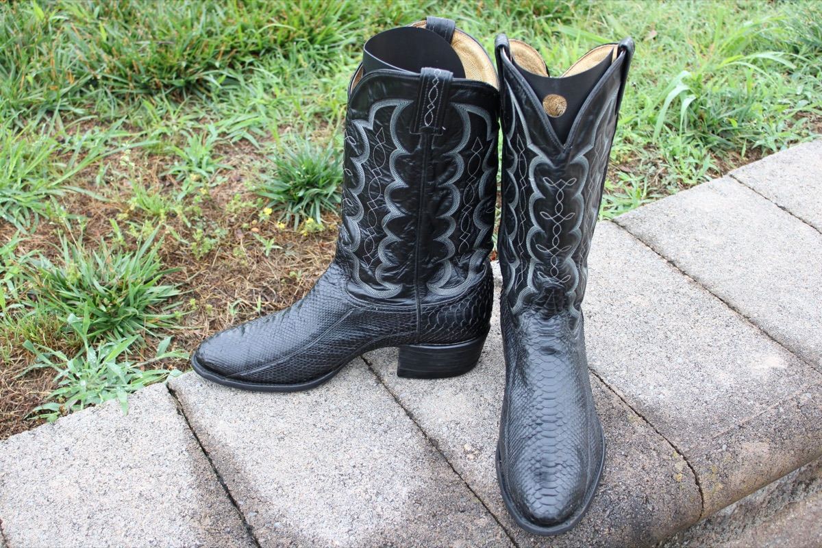 Tony Lama Men's Black Python 11.5 D
