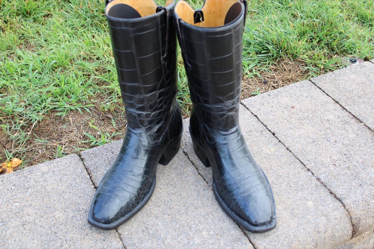 T.O. Stanley Black Full Alligator Men's Cowboy Boots